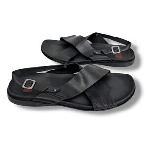 Gino Cherruti sandals men's 10 slingback cross strap black leather comfort